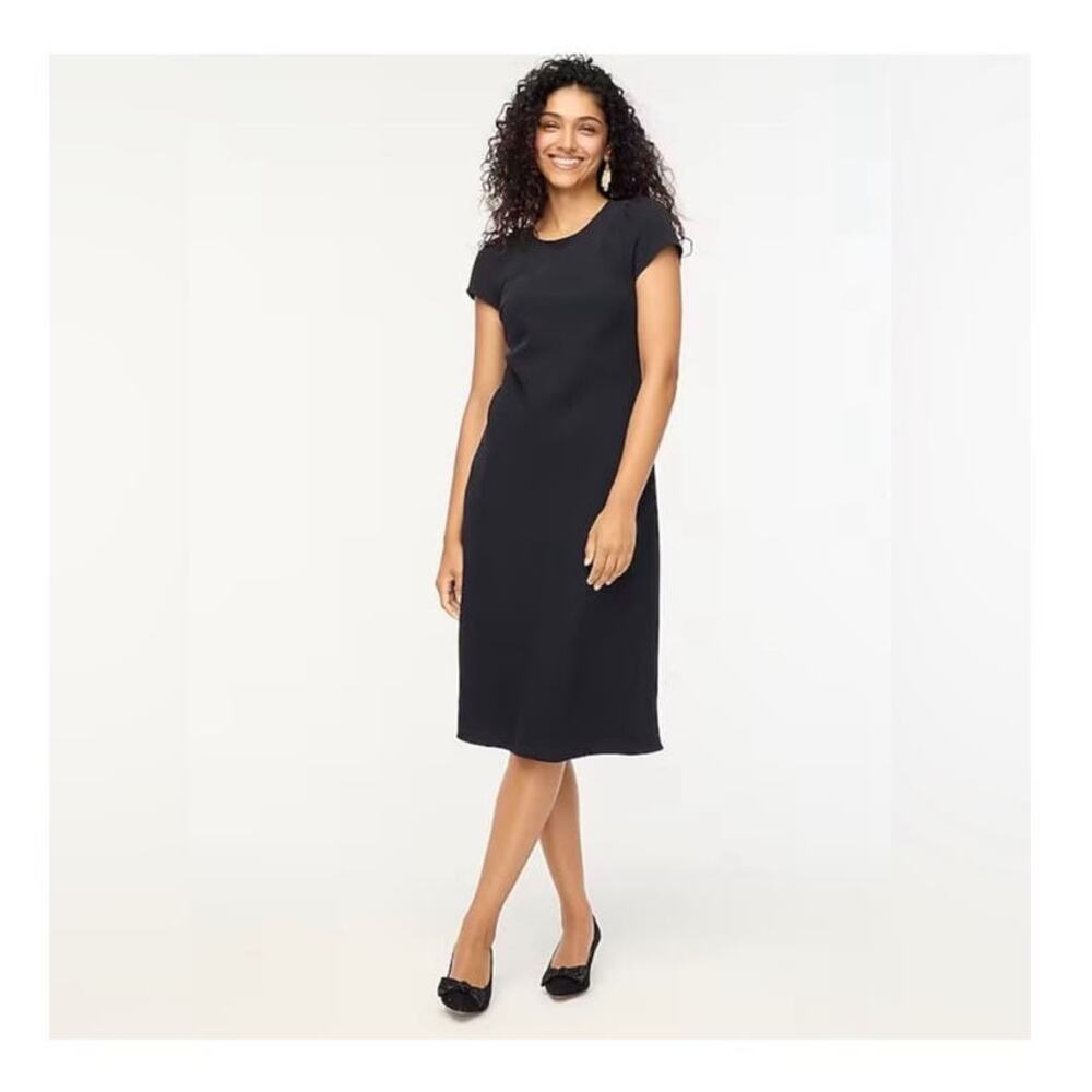 NWT J.Crew Short-Sleeve Midi Slip Dress‎ in Black Size 6